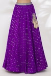 Vvani by Vani Vats_Purple Embroidery Sequin V Neck Lehenga Set _at_Aza_Fashions