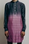 Krishna Mehta_Black Tussar Embroidery Shaded Bandhani Print Kurta And Pant Set _at_Aza_Fashions