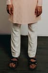 Krishna Mehta_Peach Cotton Viscose Embroidered Floral Kurta And Pant Set _Online_at_Aza_Fashions