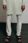 Krishna Mehta_Cream Cotton Viscose Embroidered Geometric Pattern Kurta And Pant Set_Online_at_Aza_Fashions