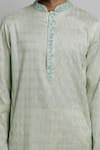 Krishna Mehta_Cream Cotton Viscose Embroidered Geometric Pattern Kurta And Pant Set_at_Aza_Fashions