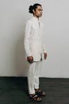Krishna Mehta_White Cotton Viscose Embroidered Thread Floral Kurta _Online_at_Aza_Fashions