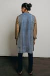 Shop_Krishna Mehta_Blue Tussar Printed Block Straight Short Kurta And Pant Set _at_Aza_Fashions
