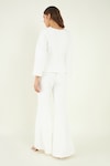 Shop_Bohobi_White Fine Banana Crepe Maisha Waistband Top And Flared Pant Set _at_Aza_Fashions