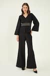 Buy_Bohobi_Black Fine Banana Crepe Vasara Waistband Top And Flared Pant Set _at_Aza_Fashions