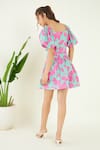 Shop_Bohobi_Pink Cotton V-neck Floral Print Cut-out Dress _at_Aza_Fashions