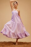 Buy_Bohobi_Purple Cotton Threadwork Checkered Sea Breeze Pattern Tiered Dress _Online_at_Aza_Fashions