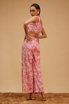 Shop_Bohobi_Pink Cotton Printed Geometric Square Sea Salt Crop Top With Pant _at_Aza_Fashions