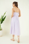Shop_Bohobi_Purple Cotton Threadwork Checkered V-neck Serendipity Bodice Dress _at_Aza_Fashions