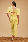 Shop_Bohobi_Yellow Cotton Schiffli Round Sunkissed Top With Pant _at_Aza_Fashions
