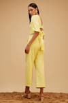 Shop_Bohobi_Yellow Cotton Schiffli Round Sunkissed Top With Pant _Online_at_Aza_Fashions