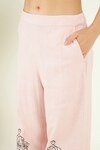 Bohobi_Pink 100% Linen Embroidery Scribble Athena Dori Shirt With Pant _Online_at_Aza_Fashions