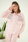 Shop_Bohobi_Pink 100% Linen Embroidery Scribble Athena Dori Shirt With Pant _Online_at_Aza_Fashions