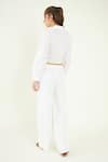Shop_Bohobi_White 100% Linen Embroidery Crochet Knotted Crop Shirt With Pant _at_Aza_Fashions