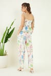 Shop_Bohobi_White 100% Cotton Print Hummingbird Bloom Peplum Blouse With Trouser _at_Aza_Fashions