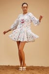 Buy_Bohobi_White Cotton Print Mosaic Fleur Scoop Neck Dress _at_Aza_Fashions