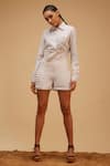 Buy_Bohobi_Off White 100% Linen Embroidery Eye Game Shirt With Ruffle Shorts _at_Aza_Fashions