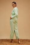 Shop_Bohobi_Green 100% Linen Embroidery Blossom Scoop Neck Shirt With Trouser _at_Aza_Fashions