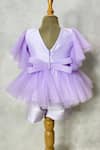 Shop_Karasa baby_Purple Net Embroidery Sequin Charm Flower Top And Shorts Set  _at_Aza_Fashions