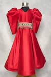 Buy_Karasa baby_Red Taffeta Embroidery Bead Fiona Gown With Belt  _at_Aza_Fashions