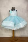 Buy_Karasa baby_Blue Satin Organza Embroidery Floral Lace Lola Border Dress  _at_Aza_Fashions