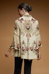 Shop_NIRRAAMYAA_Ivory Bemberg Crepe Digital Print Rhinestone Mandarin Embroidered Shirt _at_Aza_Fashions