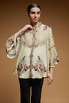 Buy_NIRRAAMYAA_Ivory Bemberg Crepe Digital Print Rhinestone Mandarin Embroidered Shirt _Online_at_Aza_Fashions