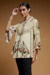 Shop_NIRRAAMYAA_Ivory Bemberg Crepe Digital Print Rhinestone Mandarin Embroidered Shirt _Online_at_Aza_Fashions