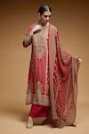 Buy_NIRRAAMYAA_Red Bemberg Crepe Digital Print Floral Embellished Straight Kurta Set _Online_at_Aza_Fashions