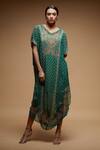 Buy_NIRRAAMYAA_Green Viscose Georgette Print Floral Mandala V Neck Tunic 