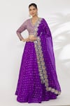 Buy_Vvani by Vani Vats_Purple Embroidery Sequin V Neck Lehenga Set _at_Aza_Fashions