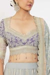 Shop_SHIKHAR SHARMA_Grey Embroidery Gota Sweetheart Neck Stripe Lehenga Set _Online_at_Aza_Fashions