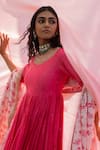 Buy_PUNIT BALANA_Pink Chanderi Silk Embroidered Marodi O Rani Haar Work Anarkali Set _Online_at_Aza_Fashions