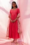 Buy_PUNIT BALANA_Pink Chanderi Silk Embroidered Marodi O Rani Haar Work Anarkali Set _at_Aza_Fashions