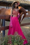 Buy_PUNIT BALANA_Pink Silk Embroidered Resham Ghagri Embellished Bodice Backless Dress _at_Aza_Fashions