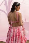 Shop_PUNIT BALANA_Pink Lehenga And Blouse Chanderi Silk Printed Resham Geometric Set _at_Aza_Fashions