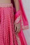 PUNIT BALANA_Pink Banarasi Chanderi Silk Embroidered Polka Printed Lehenga Set _at_Aza_Fashions