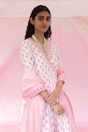 PUNIT BALANA_Pink Chanderi Silk Printed Floral V The Pakeezah Prinr Angarkha Set _Online_at_Aza_Fashions