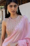 Buy_PUNIT BALANA_Pink Saree Organza Silk Masoom Gulaabi Marodi Work With Blouse _Online_at_Aza_Fashions