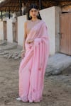 Buy_PUNIT BALANA_Pink Saree Organza Silk Masoom Gulaabi Marodi Work With Blouse _at_Aza_Fashions