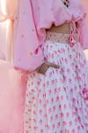 Buy_PUNIT BALANA_Pink Skirt Chanderi Silk Embroidered Kumari Floral Print And Top Set _Online_at_Aza_Fashions
