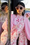 Buy_PUNIT BALANA_Pink Saree Organza Silk Printed Floral Masoom Gulabi With Shirt _Online_at_Aza_Fashions