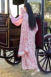 Shop_PUNIT BALANA_Pink Saree Organza Silk Printed Floral Masoom Gulabi With Shirt _at_Aza_Fashions