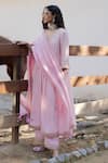 Shop_PUNIT BALANA_Pink Kurta And Pant Silk Embroidered Masoom Gulaabi Alia Choga Set _at_Aza_Fashions