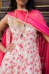 Buy_PUNIT BALANA_Pink Kurta And Pant Silk Printed Marodi Scoop Floral Anarkali Set _Online_at_Aza_Fashions