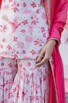 Shop_PUNIT BALANA_Pink Kurta And Gharara Chanderi Silk Printed Mughal Botanic Set _at_Aza_Fashions