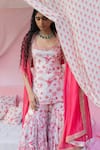 PUNIT BALANA_Pink Kurta And Gharara Chanderi Silk Printed Mughal Botanic Set _Online_at_Aza_Fashions