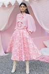 Shop_PUNIT BALANA_Pink Shirt Silk Printed Sequins Mandarin Masoom Gulabi Skirt Set _at_Aza_Fashions