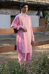 Shop_PUNIT BALANA_Pink Satin Silk Embroidered Patch Work Masoom Gulaabi Kurta Set _at_Aza_Fashions