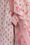 Buy_PUNIT BALANA_Pink Tussar Silk Printed Resham Floral Kurta Set With Dushala _Online_at_Aza_Fashions